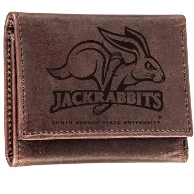 Evergreen NCAA South Dakota State Jackrabbits Brown Leather Trifold Wallet Officially Licensed with Gift Box