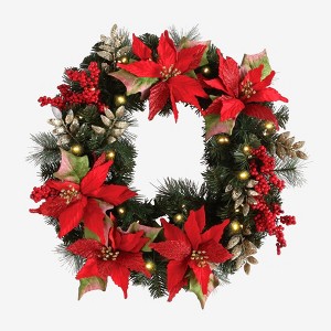 BrylaneHome Pre-Lit Poinsettia Christmas Collection - 1 of 4