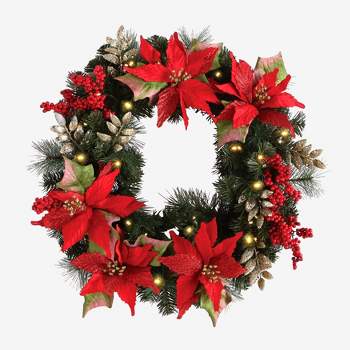 Northlight 16 Red Artificial Christmas Poinsettia Arrangement With Gold  Wrapped Pot : Target