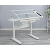 Professional Drawing Desk, Hand Crank Angle Adjustable Drafting Table With 2 Metal Drawers Tempered Glass Tabletop For Reading Writing - 3 of 4