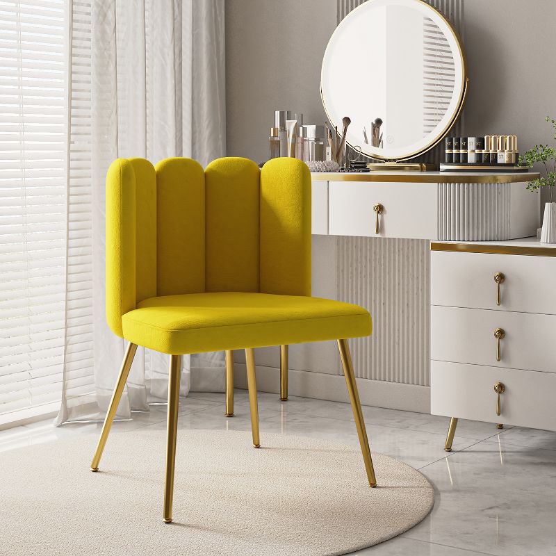 Barbara Contemporary Velvet Vanity Stool for Makeup Room, Moden Accent Side Chairs for Living Room with Shell Back and Golden Metal Legs | ARTFUL LIVING DESIGN, 2 of 9
