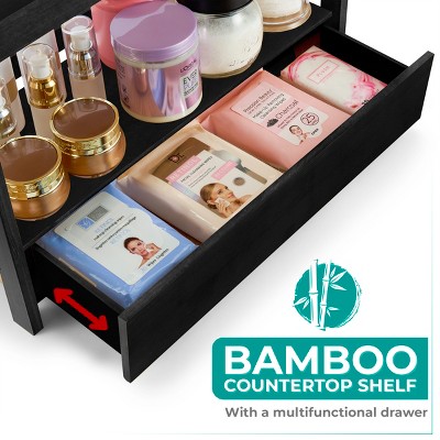 Sorbus 2-Tier Bamboo Counter Organizer with Drawer Bamboo for Vanity, Matcha Station, Bathroom Sink Organizer Countertop, Kitchen & Office Storage — фото 2