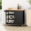 Kitchen Island Cart With Lockable Wheels, Utility Kitchen Cart With 1 Drawer, 3 Open Storage Shelves And Cabinet, Rolling Cart For Dining Room Bar - 2 of 4