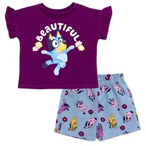 Bluey Girls T-Shirt and Chambray Shorts Outfit Set Toddler - 1 of 4