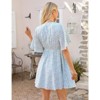 Coolmee Women's Summer Floral Sundress Short Sleeve Wrap V Neck A-Line Midi Dress - 3 of 4
