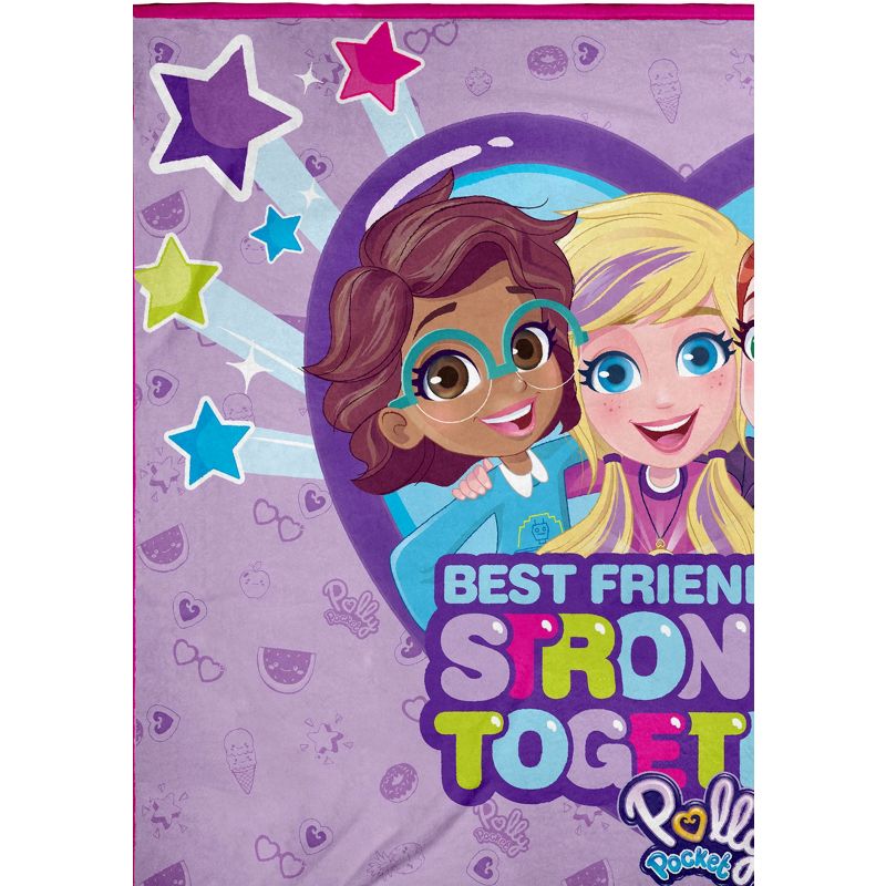 Polly Pocket Toys Best Friends Super Soft And Cuddly Plush Fleece Throw Blanket Purple, 3 of 4