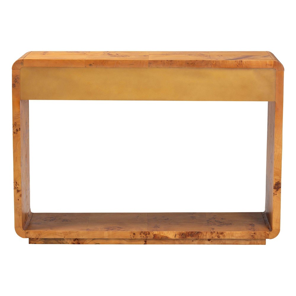 bali & pari Netra Real Burl Wood Console Table Light Mappa Burl