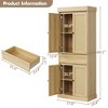 Homhougo Rustic Pantry Cabinet with Rattan Doors - 69" Tall Storage Organizer with Adjustable Shelves & Drawer Natural - 2 of 4