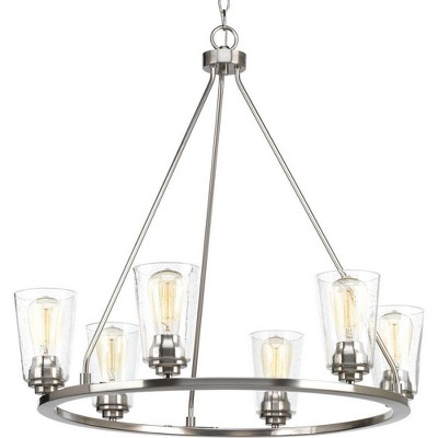 Elegant Brushed Nickel 6-Light Foyer Candle Chandelier