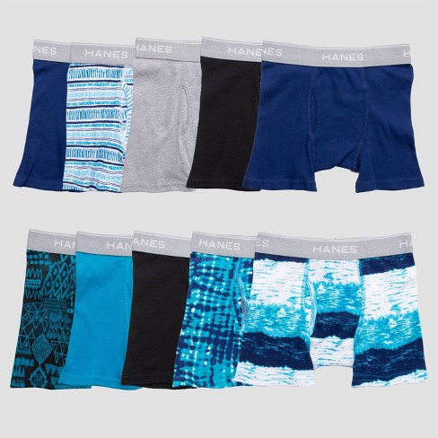 Hanes Boys' 10pk Boxer Briefs - Assorted Blues (colors May Vary) L : Target