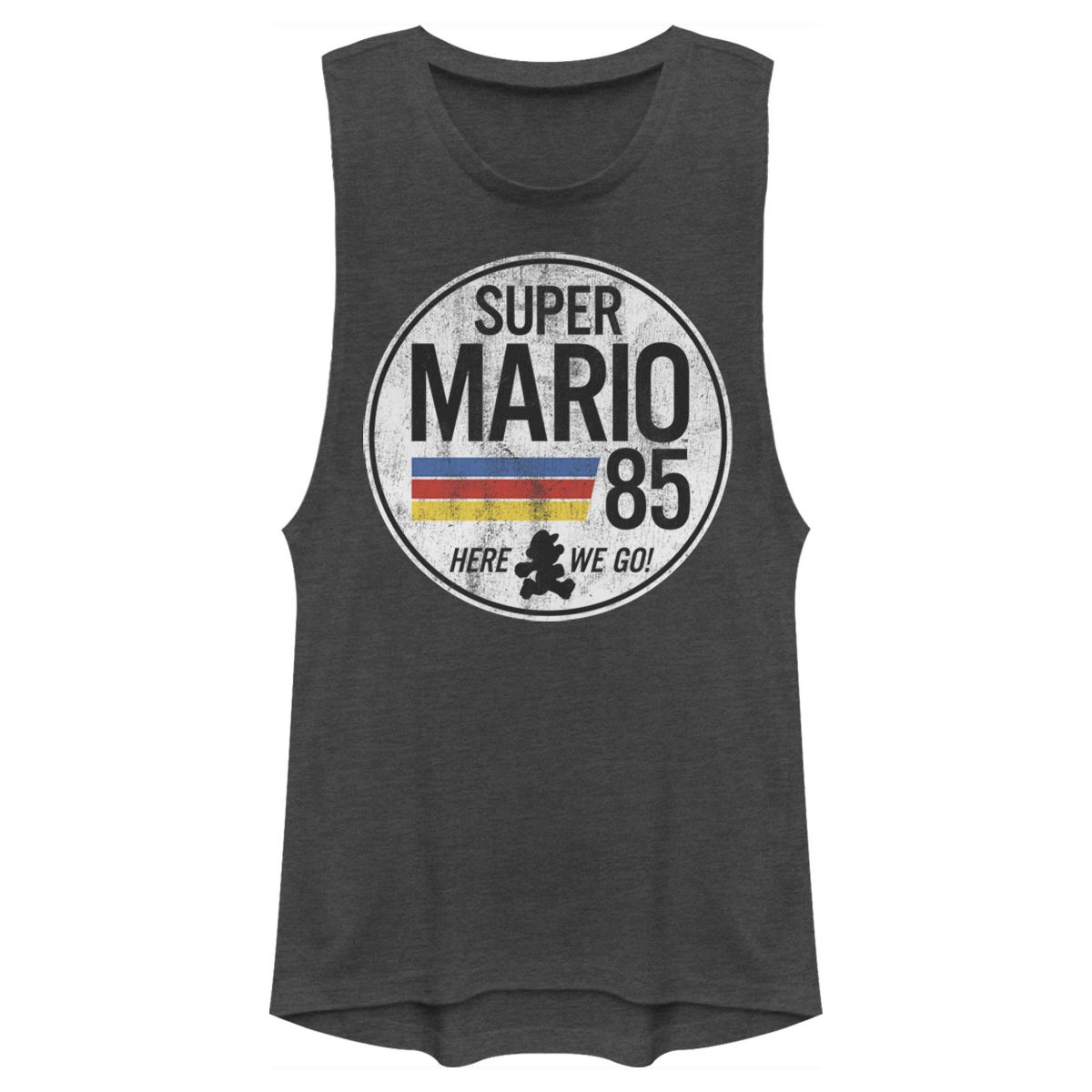 Juniors Womens Nintendo Super Mario Retro Rainbow Ring Festival Muscle Tee