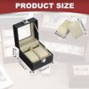 Unique Bargains PU Leather Glass Cover Wooden Watch Storage Box - 2 of 4