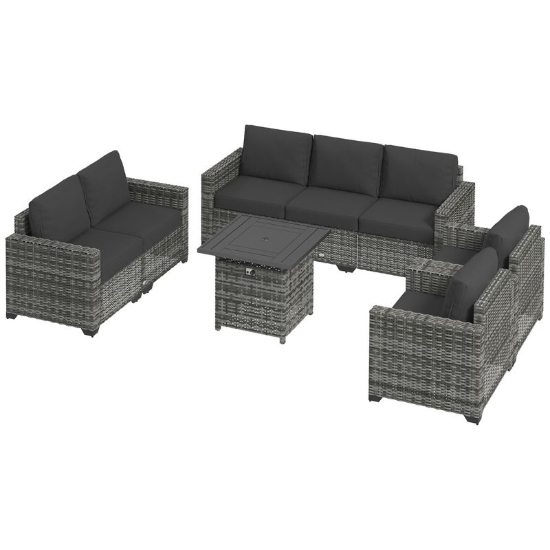 Outsunny Cushioned Patio Furniture Set, Storage Function Coffee Table, 4 of 7