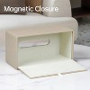 LunaLulinlk Tissue Box Cover Stylish PU Leather Rectangular Tissue Box Holder with Magnetic Bottom Cover (Beige Stria) - 2 of 4