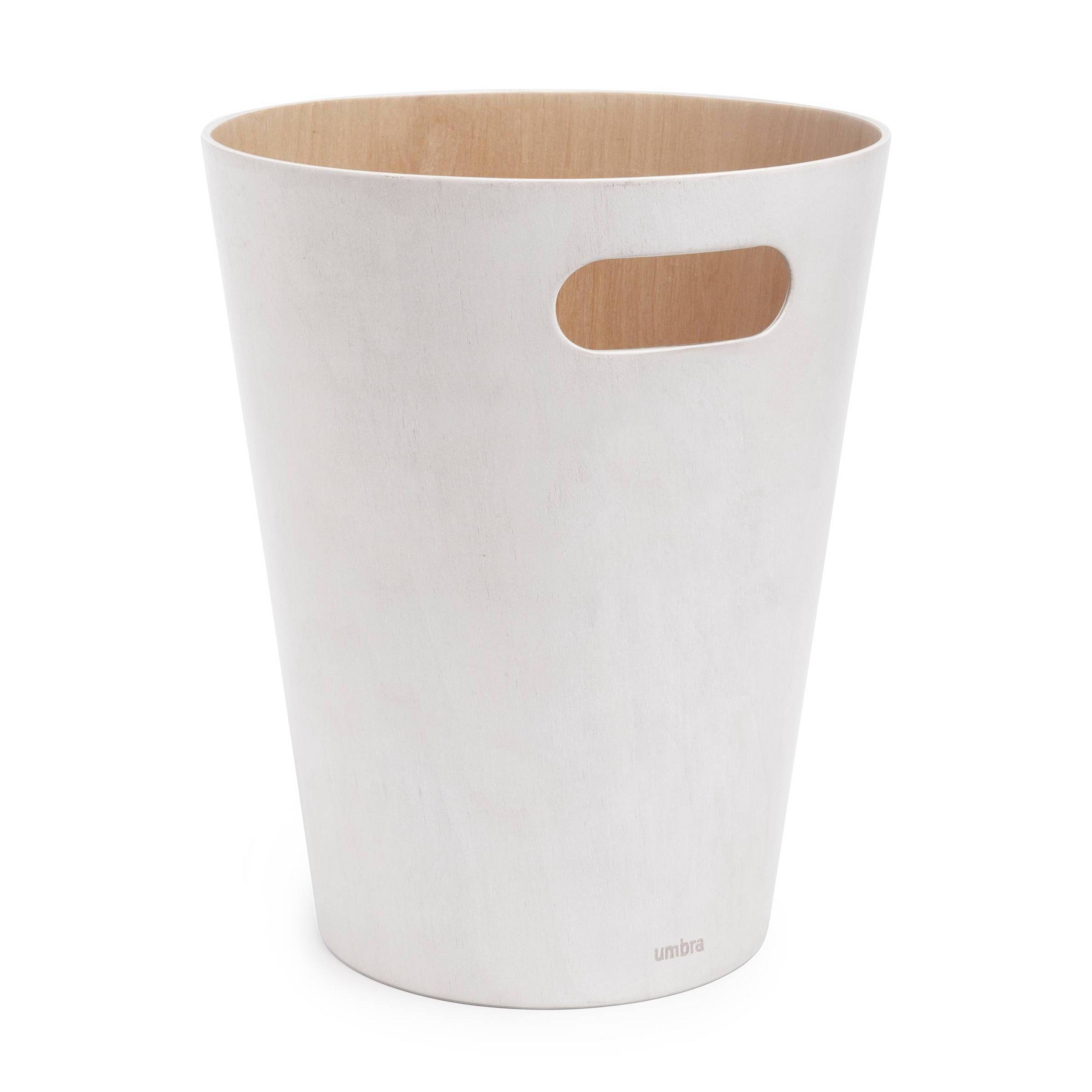 Umbra 2gal Woodrow Indoor Trash Can White: Small Bathroom & Bedroom Garbage Can, Plywood, Open Top, Spot Clean