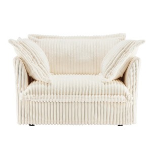 Ridstar Modern Single Sofa with 1 Big Back Cushion and 2 Big Toss Pillows For Living Room & Bedroom-Cream - 1 of 4