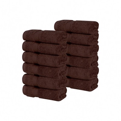 Zero Twist Cotton Solid Chevron Dobby Border Super Soft Face Towel Washcloth Set of 12 by Blue Nile Mills