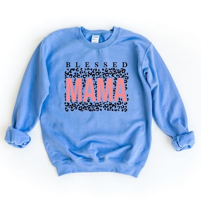 Simply Sage Market Women's Graphic Sweatshirt Blessed Mama Leopard