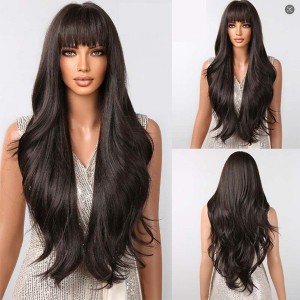 Long Natural Wavy Lolita Hair for Women Cosplay Synthetic Wigs with Bangs Afro Party Heat Resistant Wig - 1 of 4