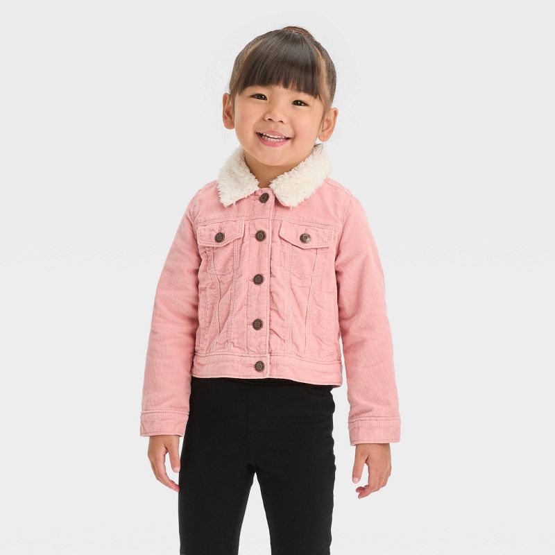 OshKosh B'gosh Toddler Girls' Faux Shearling Lined Corduroy Jacket - Pink, 1 of 8