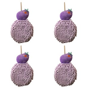 REGALWOVEN Cute Cartoon Fuzzy Ball Hanging Bathroom Toilet Hand Towels Set 7" x 9" - 1 of 4