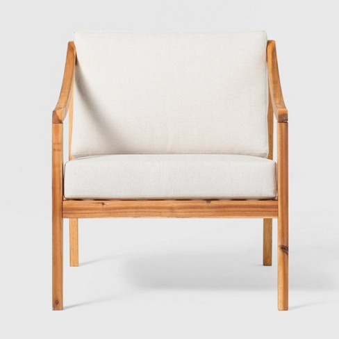 Saracina Home Mid century Modern Slatted Outdoor Acacia Arm Chair