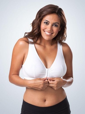 Leading Lady The Meryl - Cotton Front-Closure Comfort & Sleep Bra in White,  Size: 52A/B