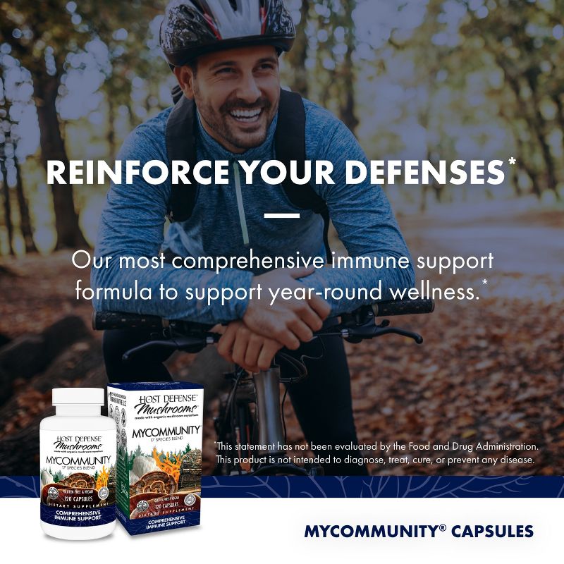 Host Defense MyCommunity Capsules, Advanced Immune Support, Mushroom Supplement with Lion's Mane and Reishi, Unflavored, 3 of 10