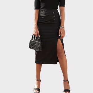 Women's Button Detail Midi Skirt - LASCANA - 1 of 4