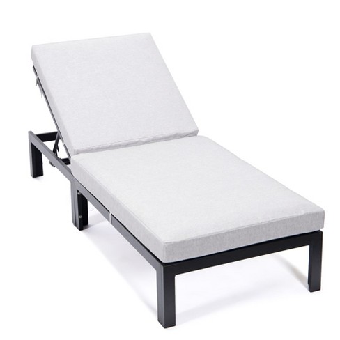 Leisuremod Chelsea Outdoor Chaise Lounge Chair With Cushions In Black ...