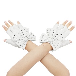 INSPIRE CHIC Women's Snap Closure Studded Bowtie Gloves - 1 of 4