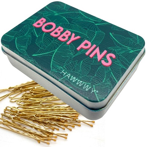 Hawwwy Bobby Pins with Tie Dye Style Case for Buns, 300pieces, Gold