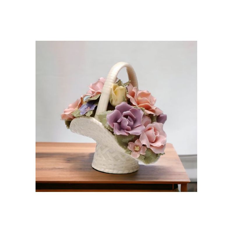 Kevins Gift Shoppe Hand Crafted Ceramic Roses Decorative Basket, 2 of 4