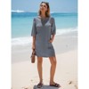 EXLURA Women's 2025 Summer Oversized Short Sleeve T Shirt Dress Casual Crew Neck Striped Tops Loose Sundress with Pockets - 3 of 4