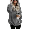 Women's Solid Hooded Long - Sleeve Pullover Fleece Top - 4 of 4