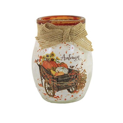 Stony Creek 4.0 Inch Autumn Pre-Lit Small Jar Fall Leaves Novelty Sculpture Lights