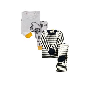 BenBen Trains/Stripes 2 Pack Kids Pajamas - 1 of 2