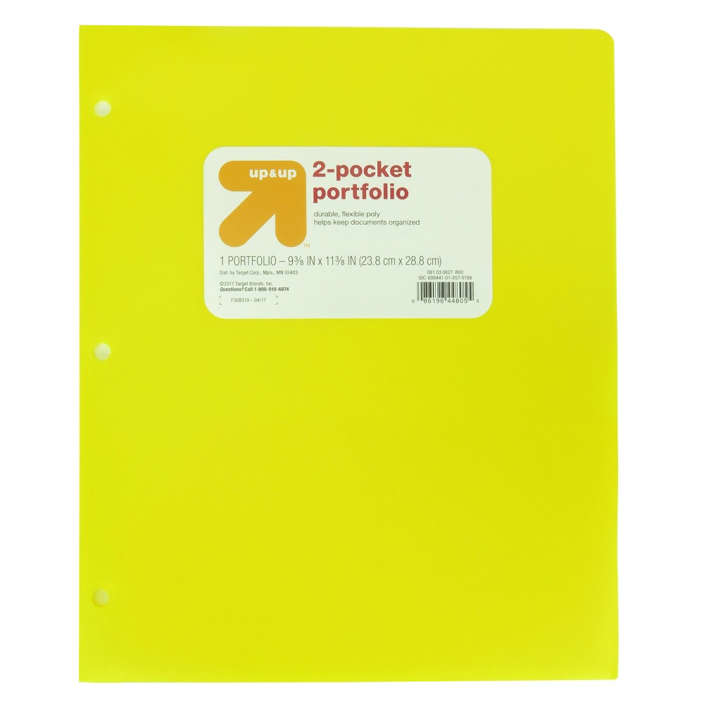 2 Pocket Plastic Folder Yellow - Up&Up was $0.75 now $0.5 (33.0% off)