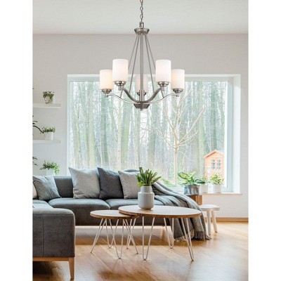 Durham Rubbed Bronze 5-Light Chandelier with Glass Shades