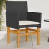 vidaXL Patio Chairs with Cushions - Modern Black Poly Rattan & Solid Wood - Comfortable Outdoor Seating for Patio/Garden - Set of 2 - 2 of 4