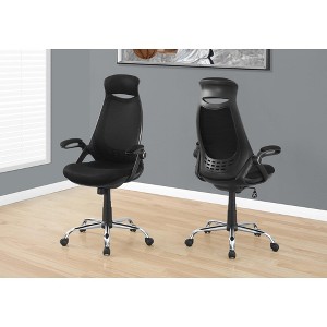 Vynxaria Office Chair, Adjustable Height, Swivel, Ergonomic, Armrests, Computer Desk, Work, Black Mesh, Chrome Metal - 1 of 4