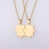 Matching Couple Necklace Set - 2Pcs 18K Gold Plated Puzzle Pendants, Stainless Steel, Gift for Him/Her - 2 of 4
