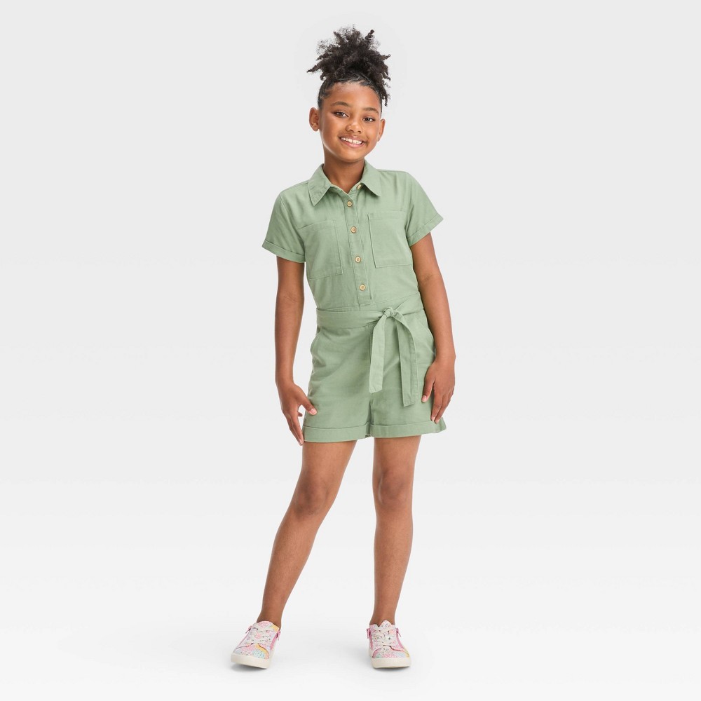 Girls' Short Sleeve Woven Romper - Cat & Jack™ size (Colors, Sizes May Vary,  Between XS,S,M,L,XL,)