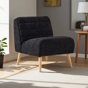 24.4" Velvet Armless Accent Chair with Metal Legs - 1 of 4