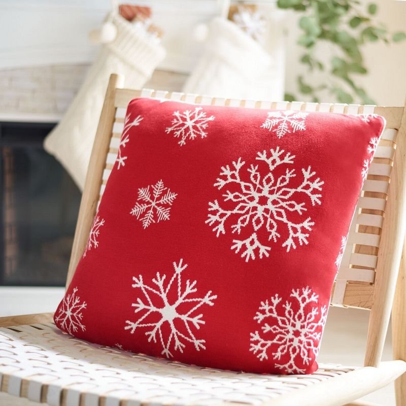Snow Flake Pillow - Red - 20" X 20" - Safavieh., 2 of 4