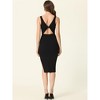 Allegra K Women's Crew Neck Back Twist Cut Out Sleeveless Split Bodycon Dresses - 4 of 4