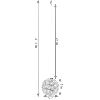 White Plastic 5" LED Lighted Hanging Ball Ornament Set