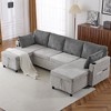 NicBex Modern 111.8" Pull Out Sofa Bed Chenille Convertible Sleeper Sofa with Hidden Storage for Living Room - 3 of 4