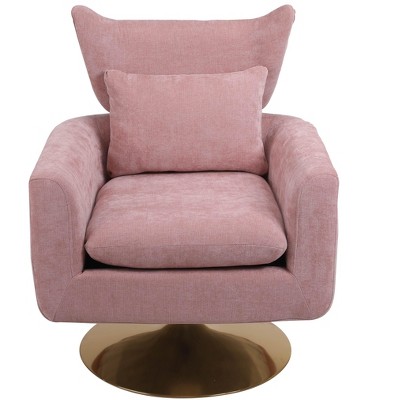 APRILSOUL Classic Mid-Century 360-degree Swivel Accent Chair, White Teddy Fabric