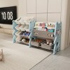 KWPZQEB Toy Storage Organizer, Kids Bookshelf with 12 Storage Cubbies Bins & Shelf, 3-Tier Toy Organizers for Playroom, Bedroom, Kids Room, Pink/Blue - 4 of 4